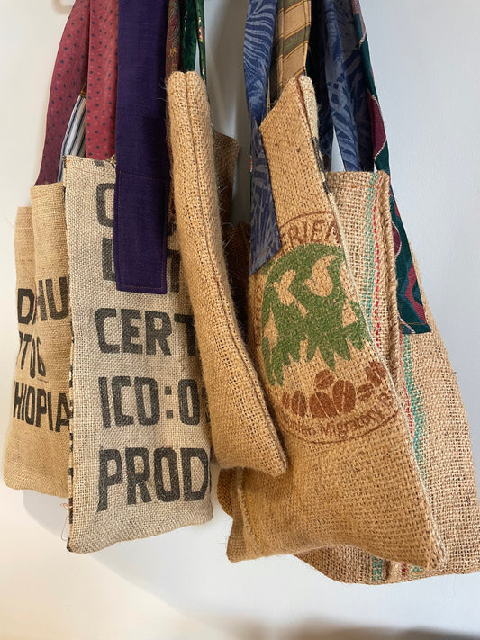 Coffee Burlap Tote Bag